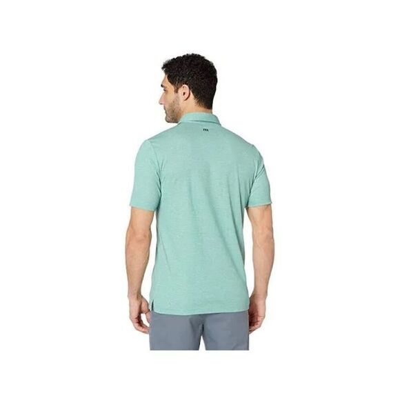 Travis Mathew Oh Snap Polo Shirt Mens Large L Heather Beryl Green Striped Casual - Picture 3 of 10